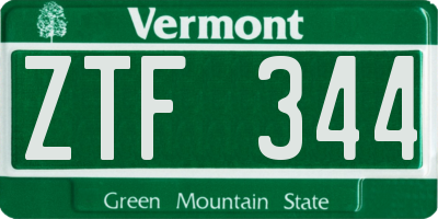 VT license plate ZTF344