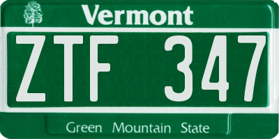 VT license plate ZTF347