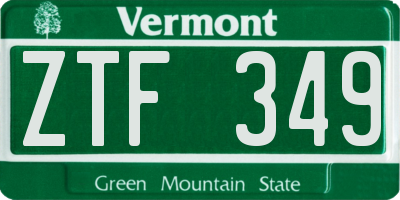 VT license plate ZTF349