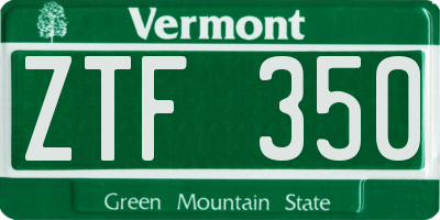 VT license plate ZTF350