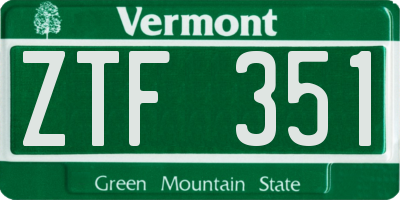 VT license plate ZTF351