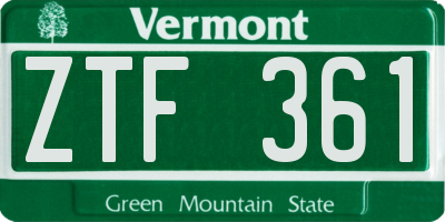 VT license plate ZTF361