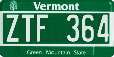 VT license plate ZTF364