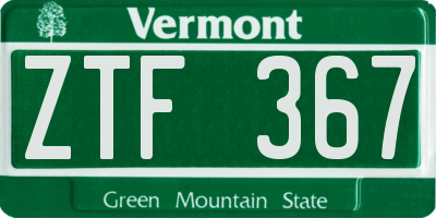 VT license plate ZTF367