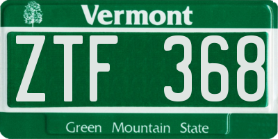 VT license plate ZTF368