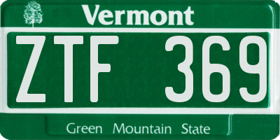 VT license plate ZTF369