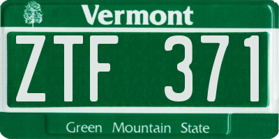 VT license plate ZTF371