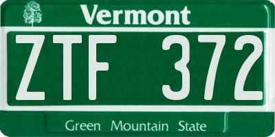 VT license plate ZTF372