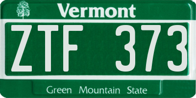 VT license plate ZTF373