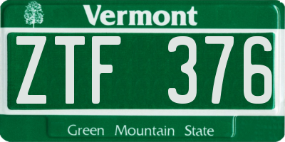 VT license plate ZTF376