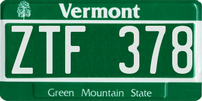 VT license plate ZTF378