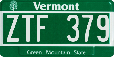 VT license plate ZTF379