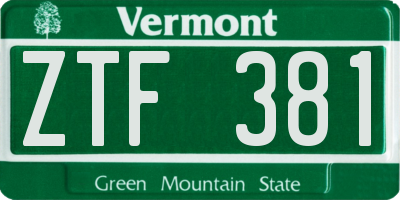 VT license plate ZTF381
