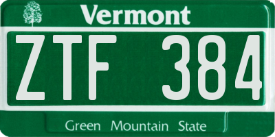 VT license plate ZTF384
