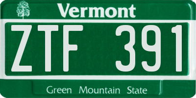 VT license plate ZTF391