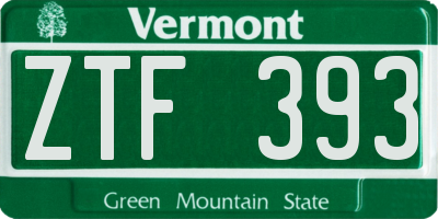 VT license plate ZTF393