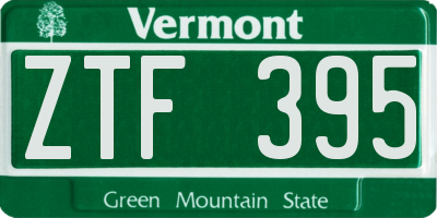 VT license plate ZTF395