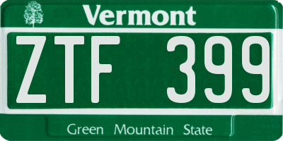 VT license plate ZTF399