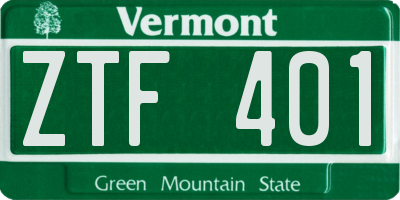 VT license plate ZTF401