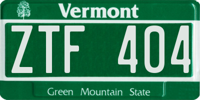 VT license plate ZTF404
