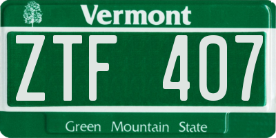 VT license plate ZTF407