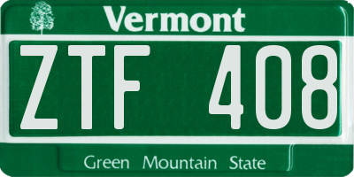 VT license plate ZTF408