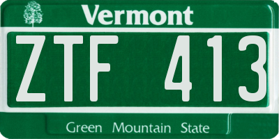 VT license plate ZTF413
