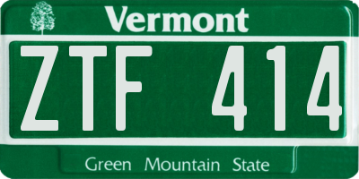 VT license plate ZTF414