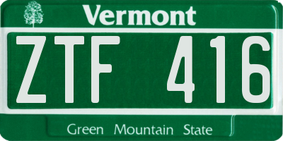 VT license plate ZTF416