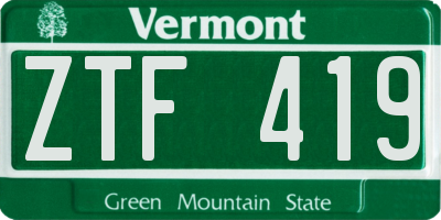VT license plate ZTF419