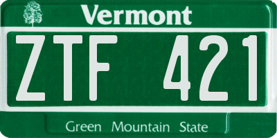 VT license plate ZTF421