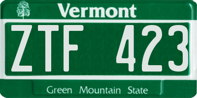 VT license plate ZTF423
