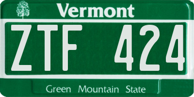 VT license plate ZTF424