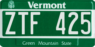 VT license plate ZTF425