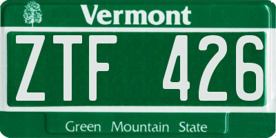 VT license plate ZTF426