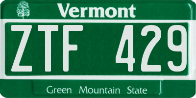 VT license plate ZTF429