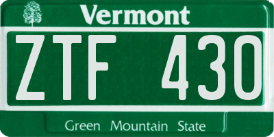 VT license plate ZTF430