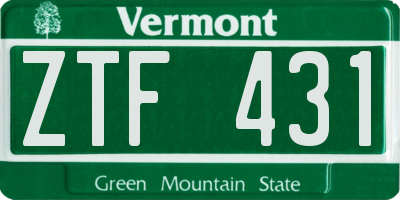 VT license plate ZTF431