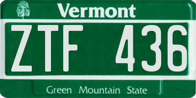VT license plate ZTF436