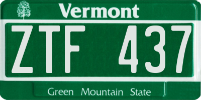 VT license plate ZTF437