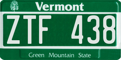 VT license plate ZTF438