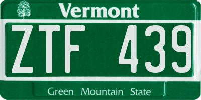 VT license plate ZTF439