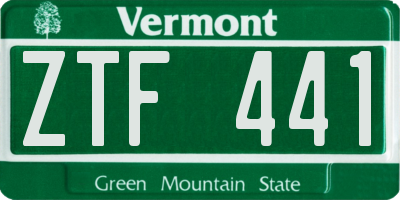 VT license plate ZTF441