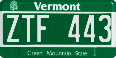VT license plate ZTF443