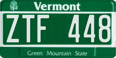 VT license plate ZTF448