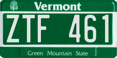 VT license plate ZTF461