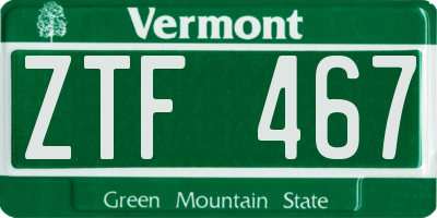 VT license plate ZTF467