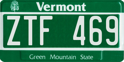VT license plate ZTF469