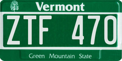 VT license plate ZTF470