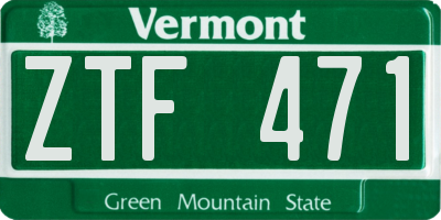 VT license plate ZTF471